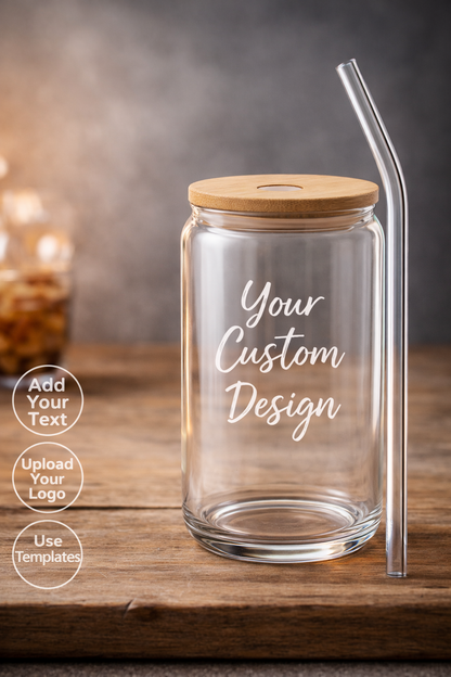 Personalized Laser Engraved 16oz Glass Tumbler with Lid and Straw