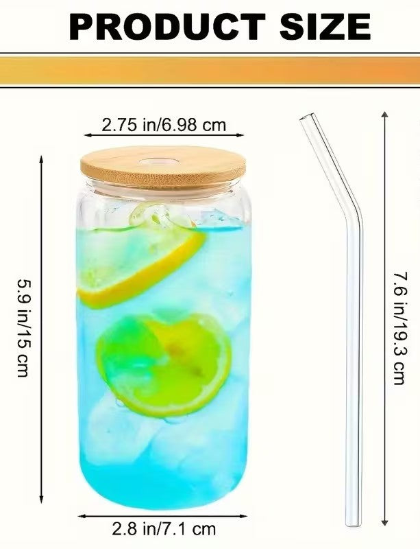 Personalized Laser Engraved 16oz Glass Tumbler with Lid and Straw