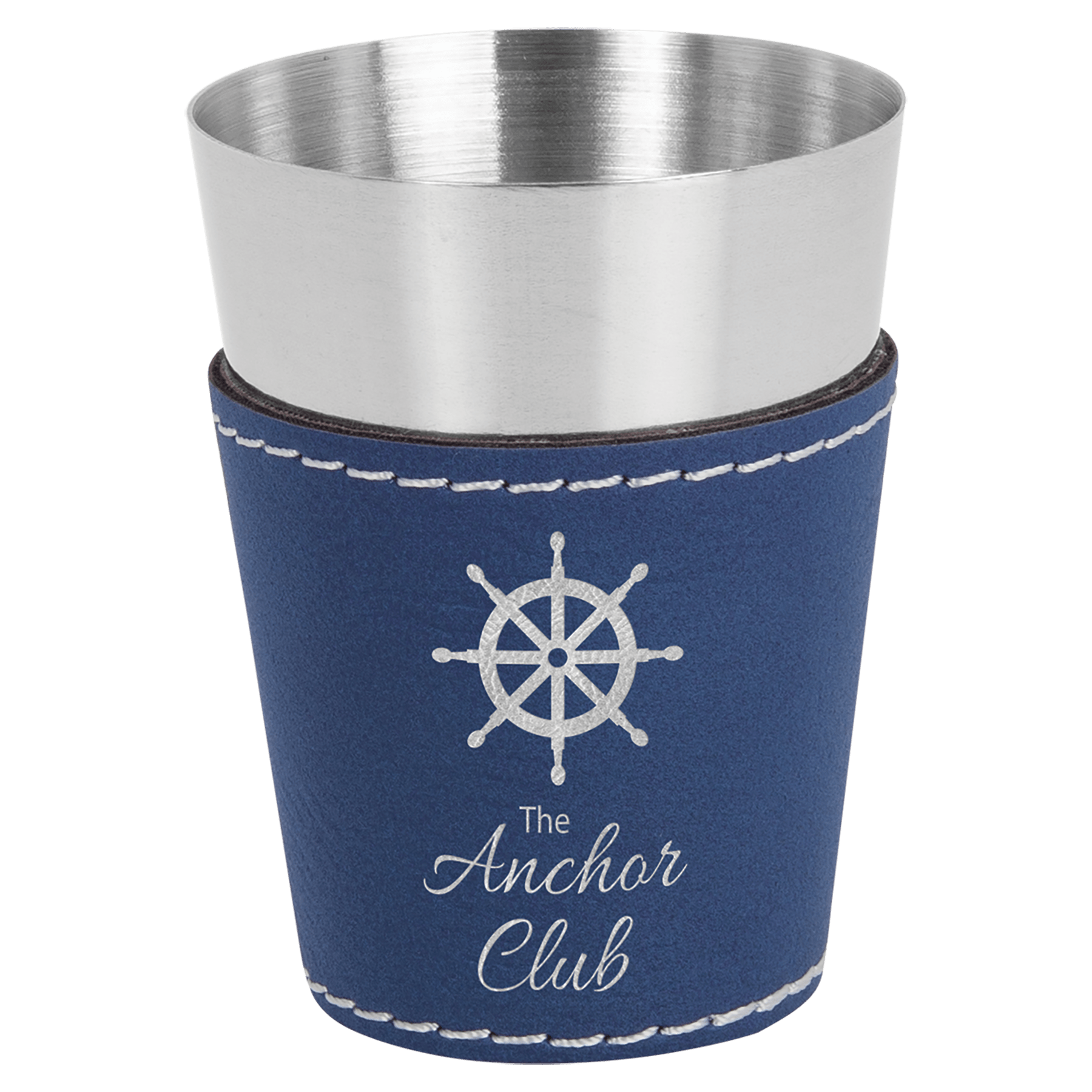Blue Silver Stainless Steel 2 oz. Shot Glass