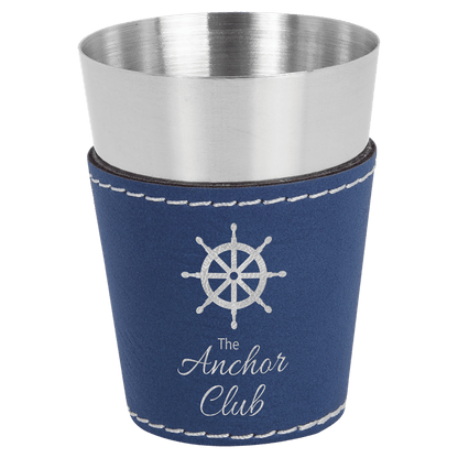 Blue Silver Stainless Steel 2 oz. Shot Glass