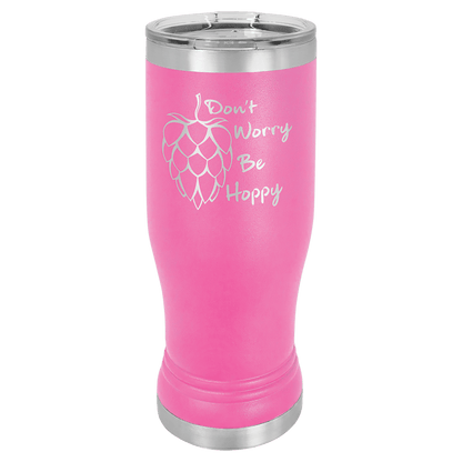 Pink 14 oz. Polar Camel Pilsner with Clear Lid