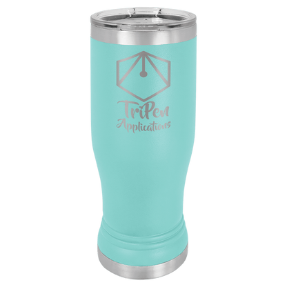 Teal 14 oz. Polar Camel Pilsner with Clear Lid