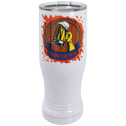 White Sublimatable 14 oz. Polar Camel Pilsner with Clear Lid