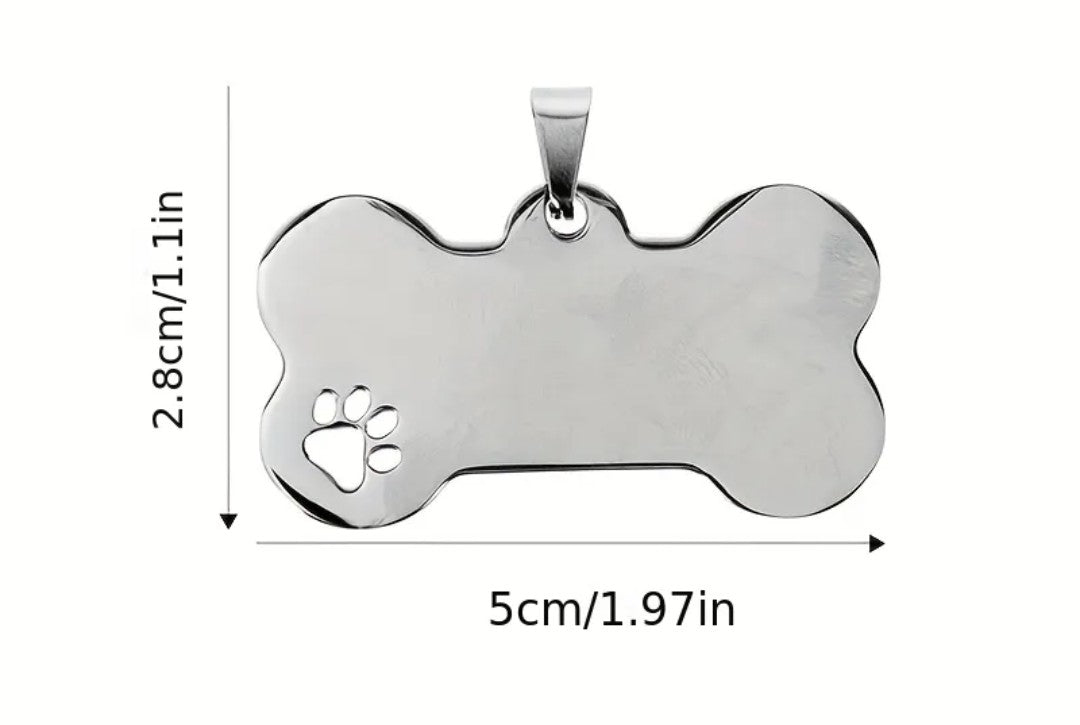 Personalized Stainless Steel Bone Dog Tag with Photo & Custom Text