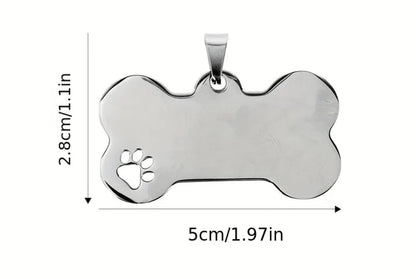Personalized Stainless Steel Bone Dog Tag with Photo & Custom Text