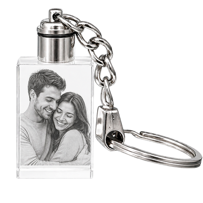 Personalized 3D Laser Etched  K9 Crystal Photo Keychain