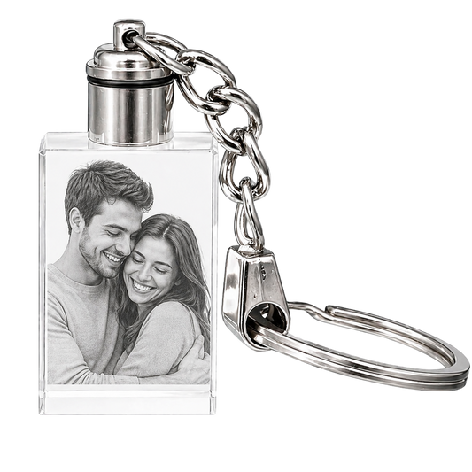 Personalized 3D Laser Etched  K9 Crystal Photo Keychain